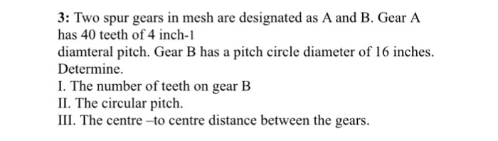 Solved Two Spur Gears In Mesh Are Designated As A And B. | Chegg.com