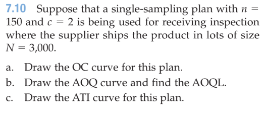 Solved 7.10 Suppose that a single-sampling plan with n = 150 | Chegg.com