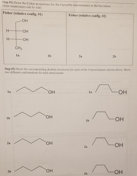 Solved Step #1) Draw the Fisher projections for the 4 | Chegg.com