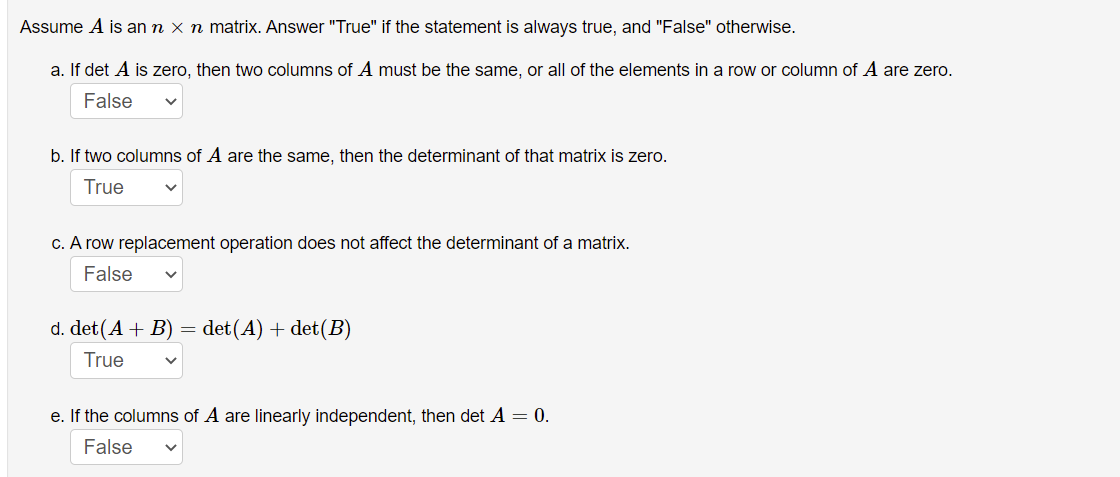 Solved Assume A is an n x n matrix. Answer