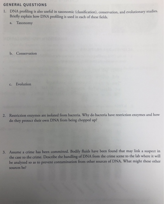 Solved GENERAL QUESTIONS 1. DNA profiling is also useful in | Chegg.com