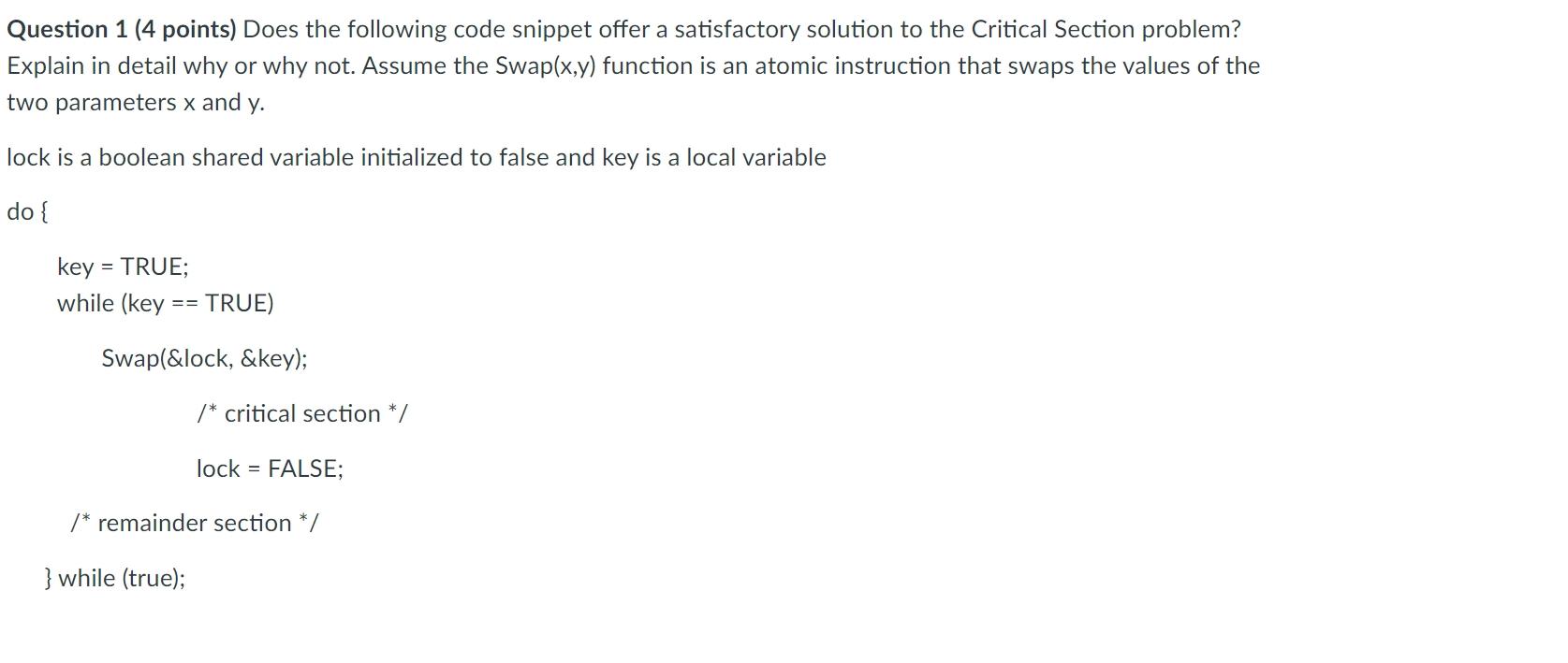 Solved Question 1 (4 points) Does the following code snippet | Chegg.com