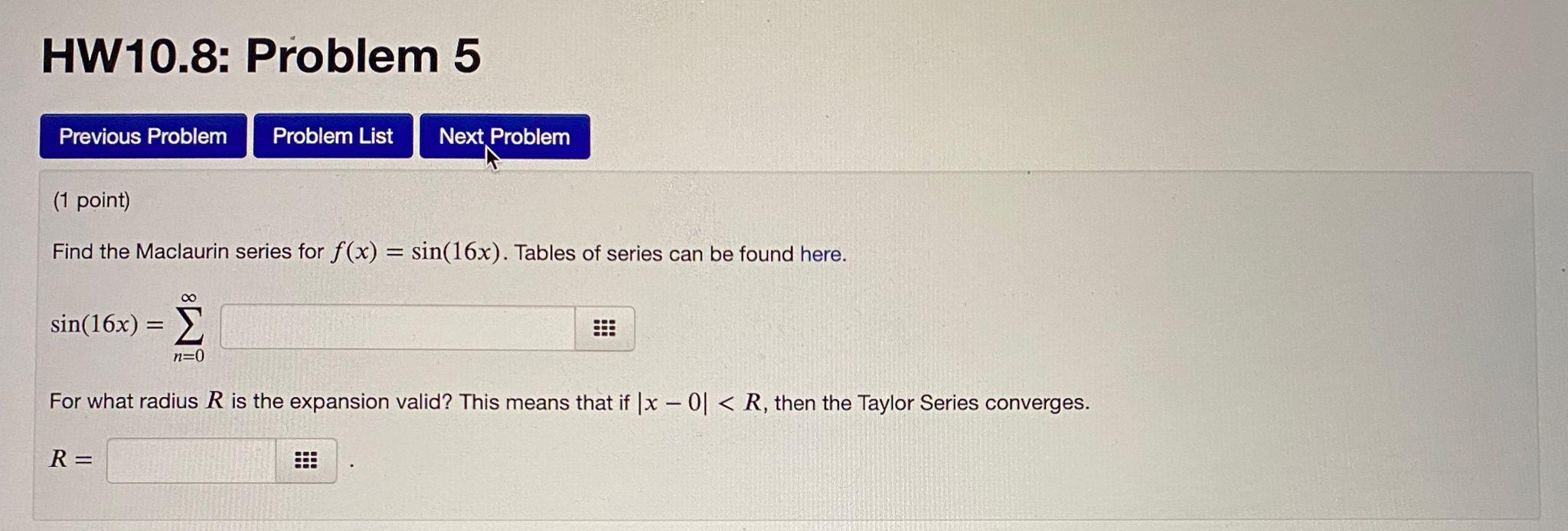 Solved HW10.8: Problem 5 Previous Problem Problem List Next | Chegg.com