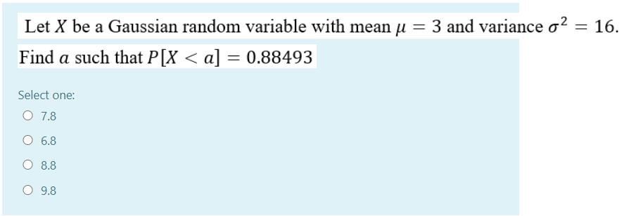 Solved Let X be a Gaussian random variable with mean u = 4 | Chegg.com
