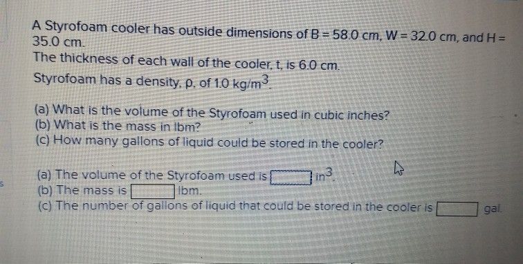 Styrofoam best sale cooler dimensions