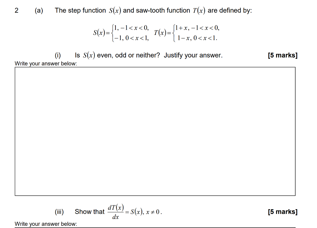 Solved (a) The step function S(x) and saw-tooth function | Chegg.com