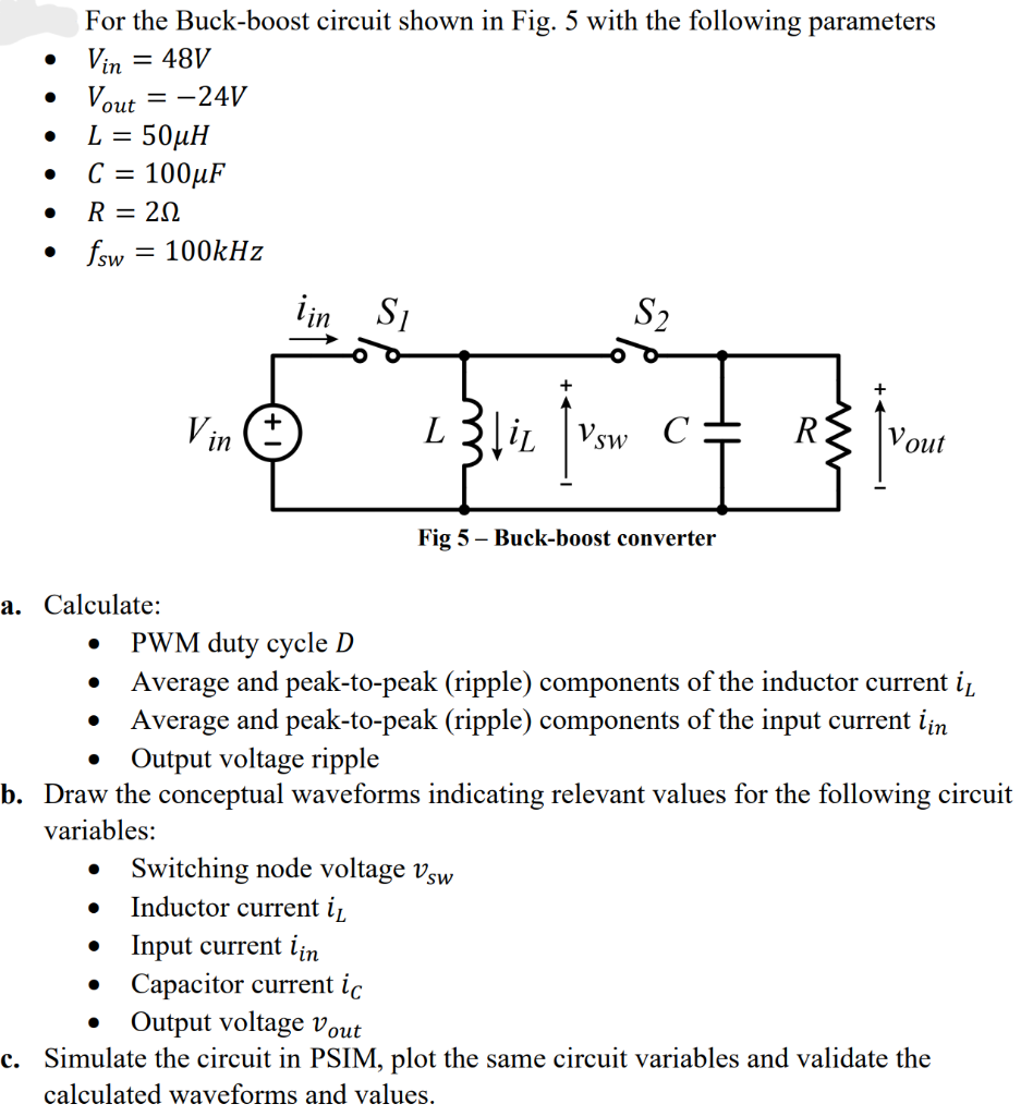 Solved . For The Buck-boost Circuit Shown In Fig. 5 With The | Chegg.com