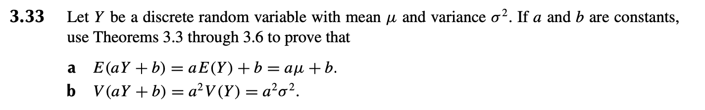 Solved 3.33 ﻿Let Y ﻿be a discrete random variable with mean | Chegg.com