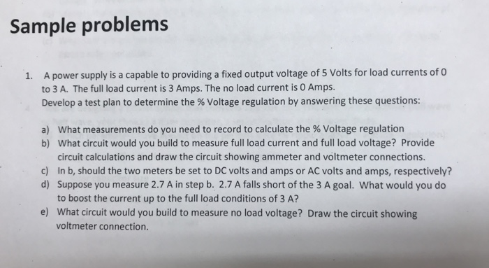 Solved Sample Problems A Power Supply Is A Capable To | Chegg.com