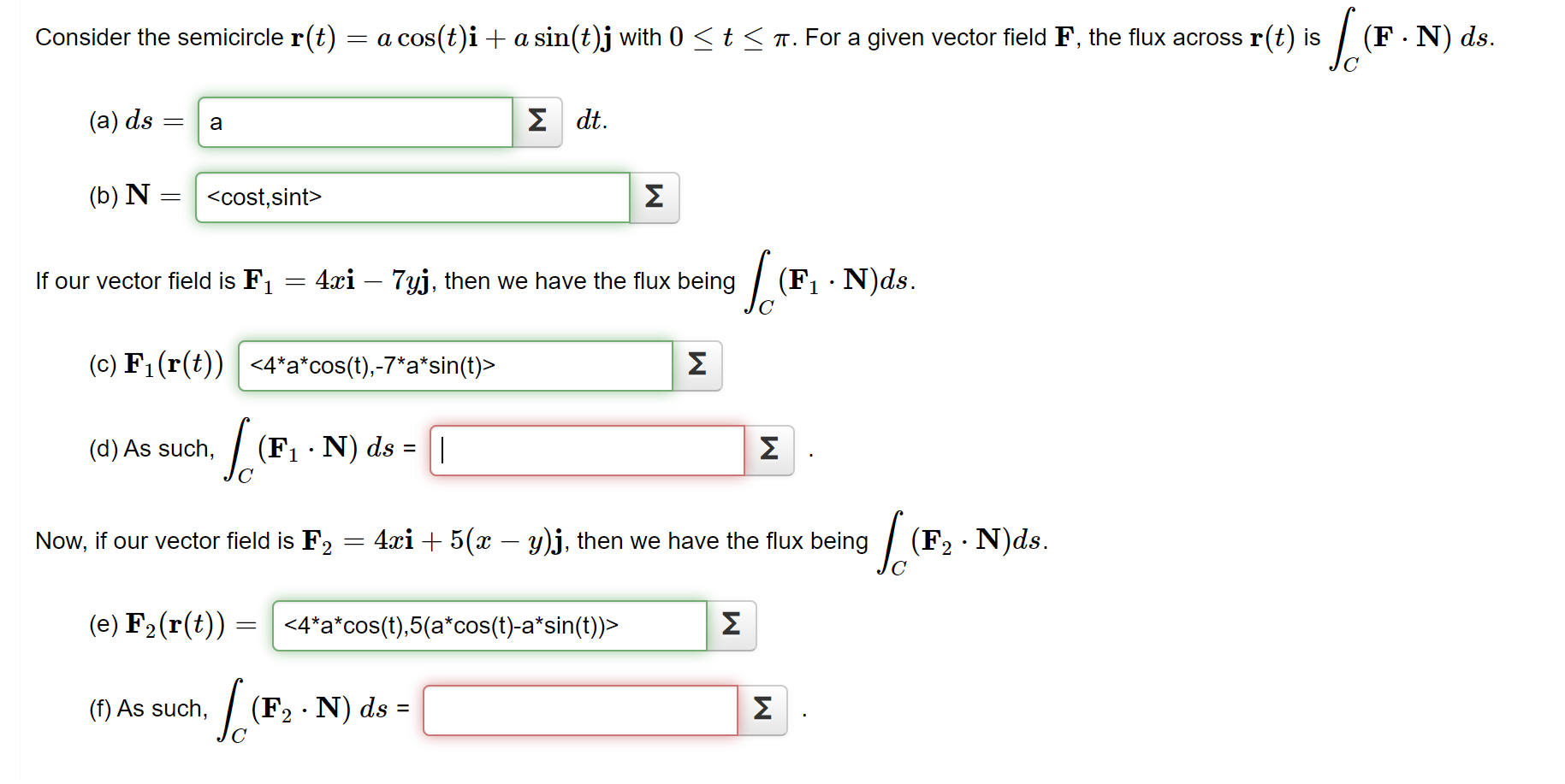 Solved Consider The Semicircle R T A Cos T I A Sin T Chegg Com