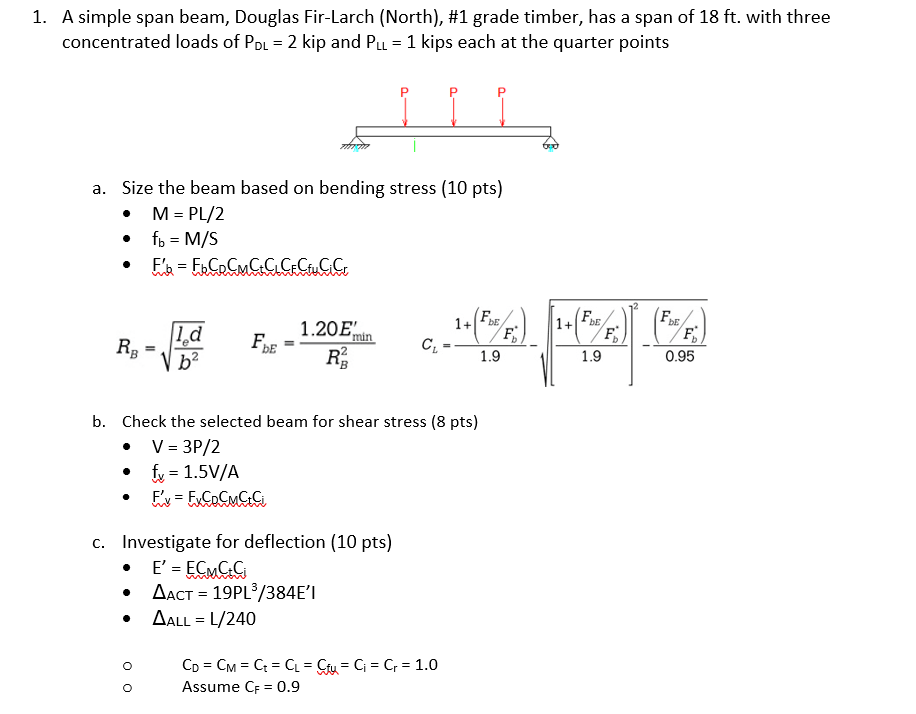 Solved A simple span beam, Douglas Fir-Larch (North), \#1 | Chegg.com