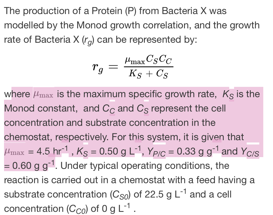 Solved The production of a Protein (P) from Bacteria X was | Chegg.com