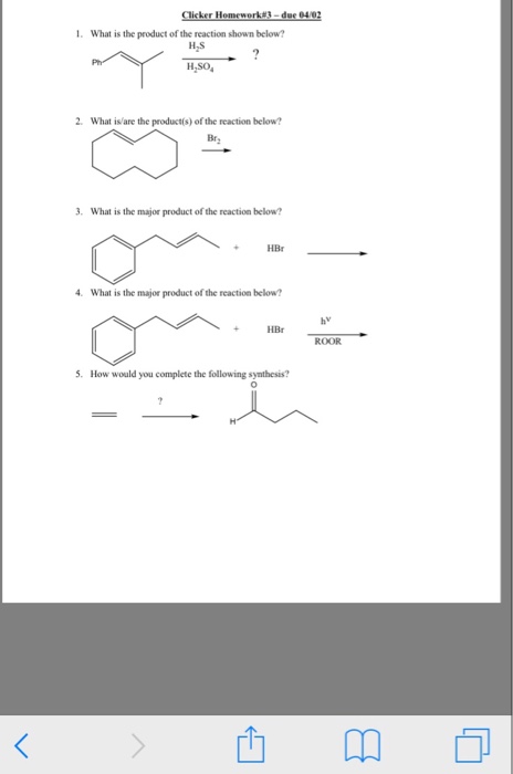 Solved e 04/0 1. What is the product of the reaction shown | Chegg.com