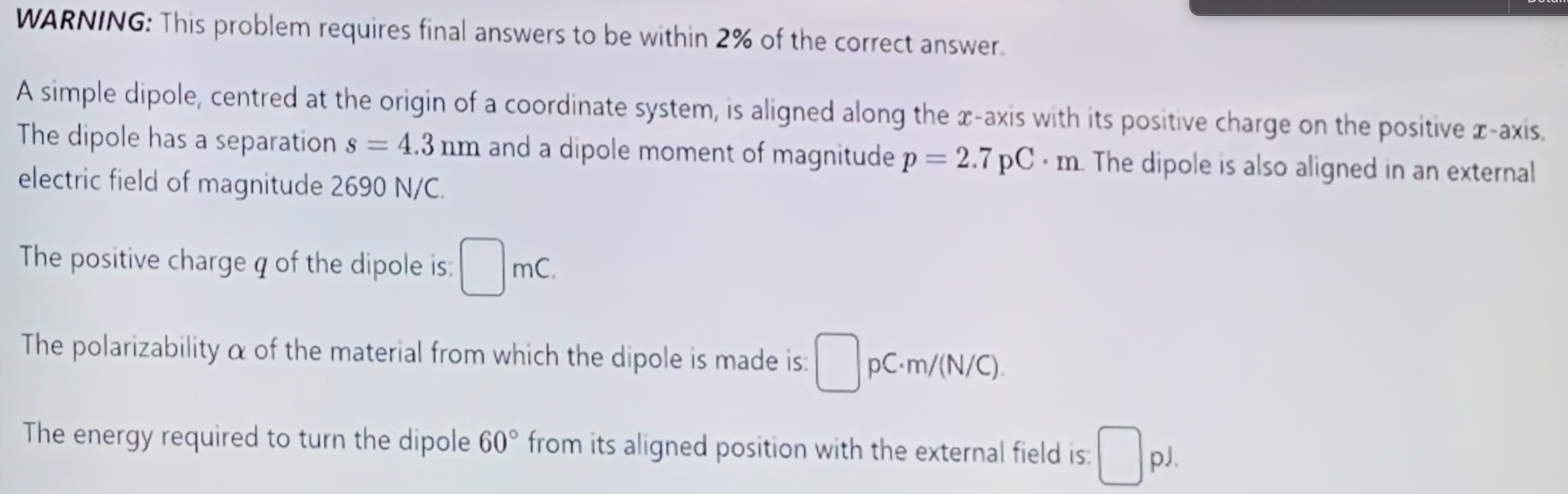 Solved A simple dipole, centred at the origin of a | Chegg.com