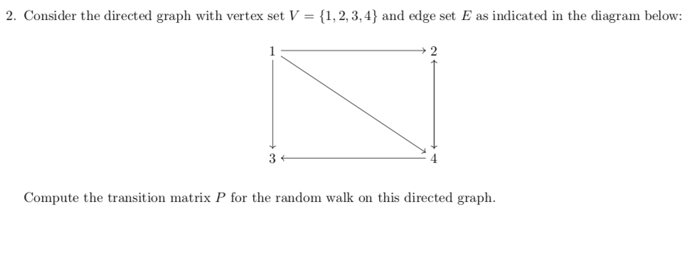 Solved Consider the directed graph with vertex set V = {1, | Chegg.com