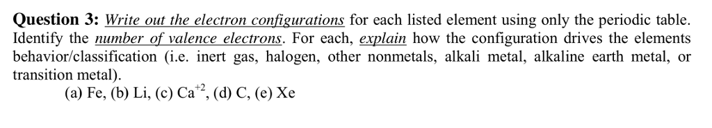 Solved Question 3: Write out the electron configurations for | Chegg.com