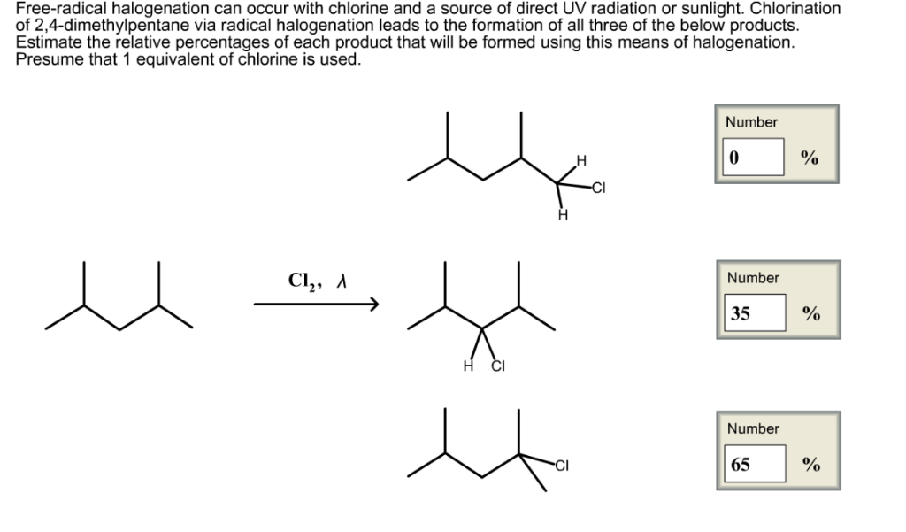 Solved Freeradical halogenation can occur with chlorine and