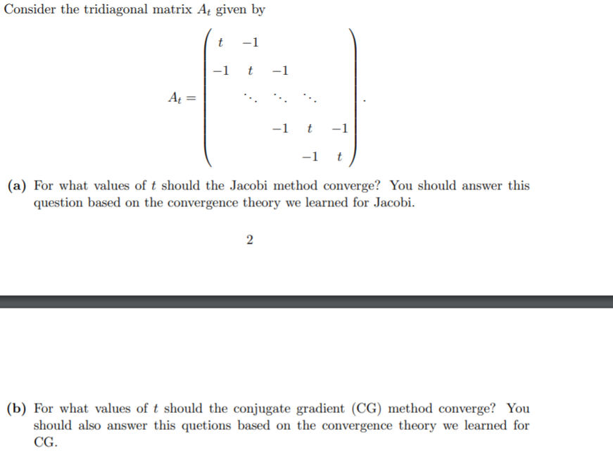 Solved Consider The Tridiagonal Matrix At Given By T 1 1 T 2995