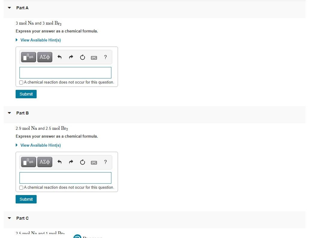 Solved Part A 3 Mol Na And 3 Mol Br2 Express Your Answer As Chegg Com   PhpouTy4R