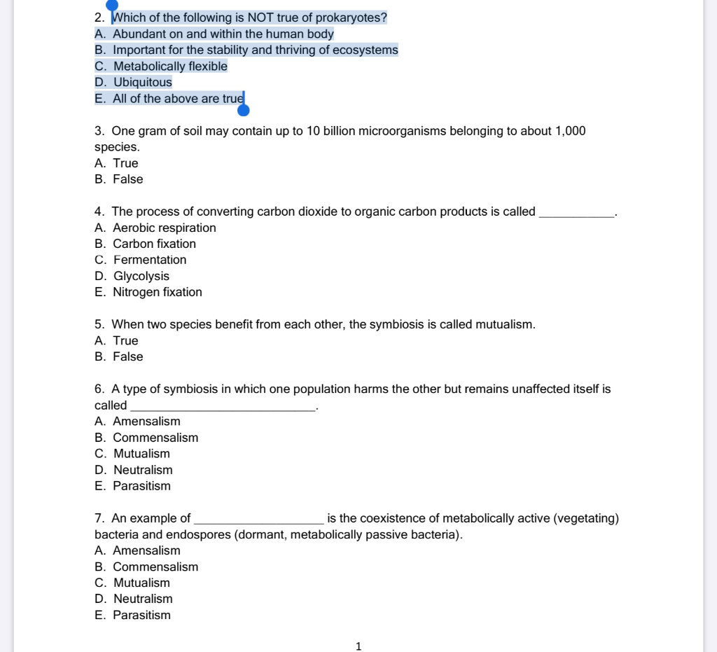 Solved Which of the following is NOT true of prokaryotes? A.