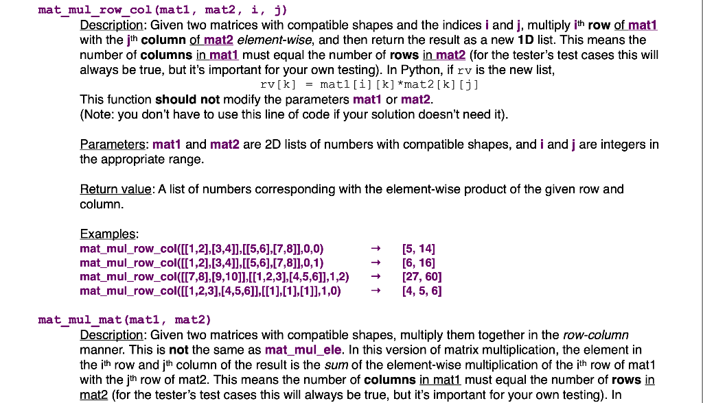 Solved Functions The following are the functions you must | Chegg.com