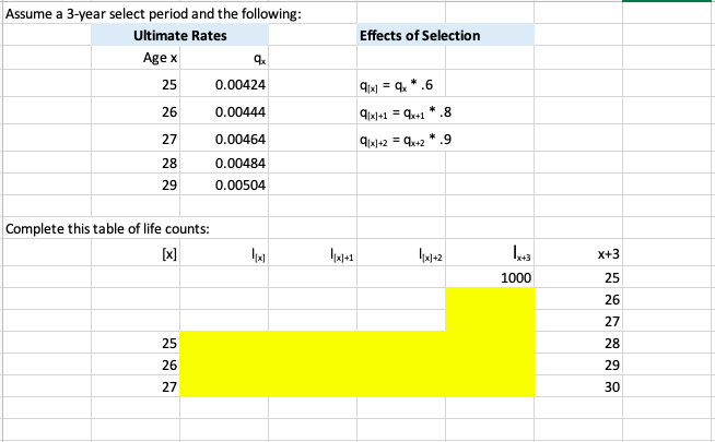 Effects of Selection Assume a 3-year select period | Chegg.com