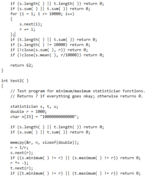 Extend the implementation of the statistician class | Chegg.com