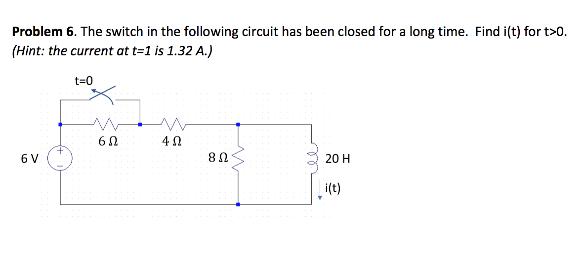 Solved Problem 6. The switch in the following circuit has | Chegg.com