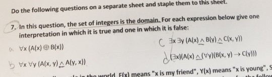 Solved Do the following questions on a separate sheet and | Chegg.com