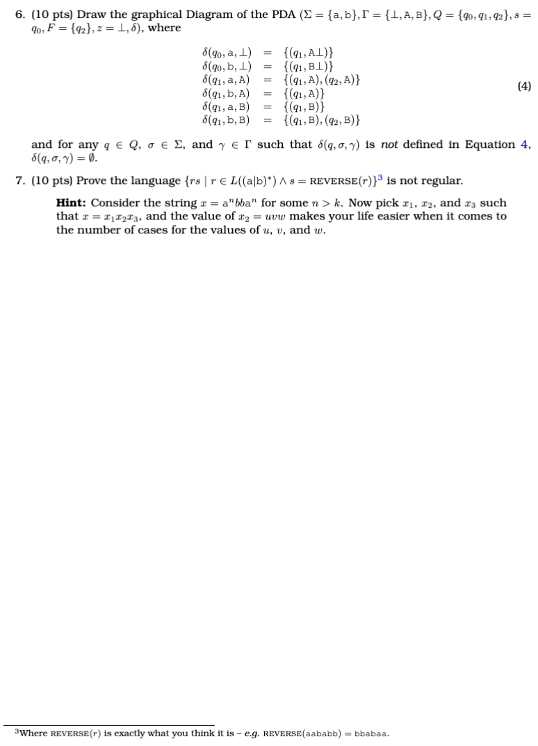 Solved 6. (10 Pts) Draw The Graphical Diagram Of The PDA | Chegg.com