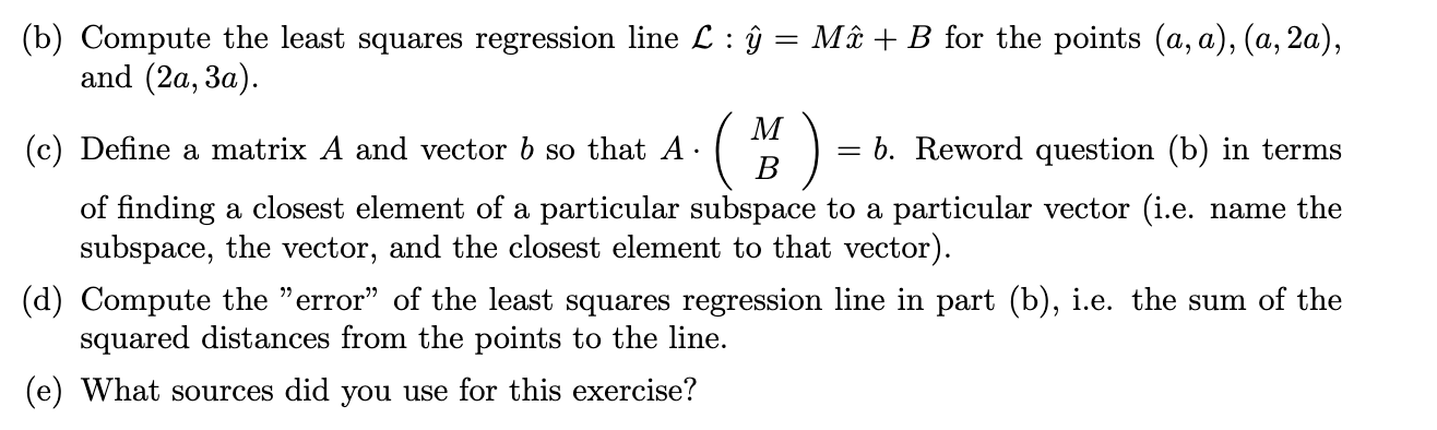 B (b) Compute The Least Squares Regression | Chegg.com