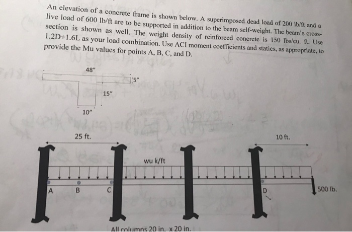 Solved An elevation of a concrete frame is shown below. A | Chegg.com