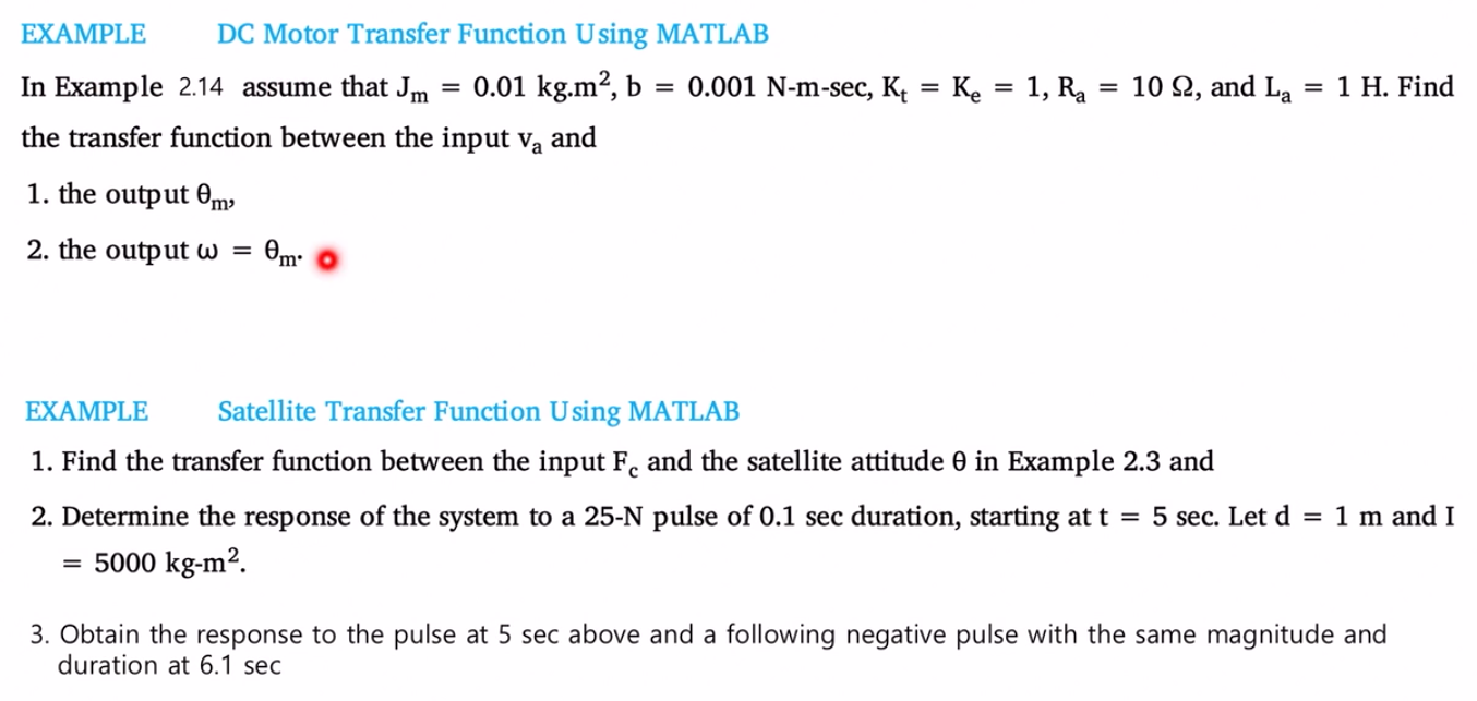 Solved 10 92, and La = 1 H. Find EXAMPLE DC Motor Transfer