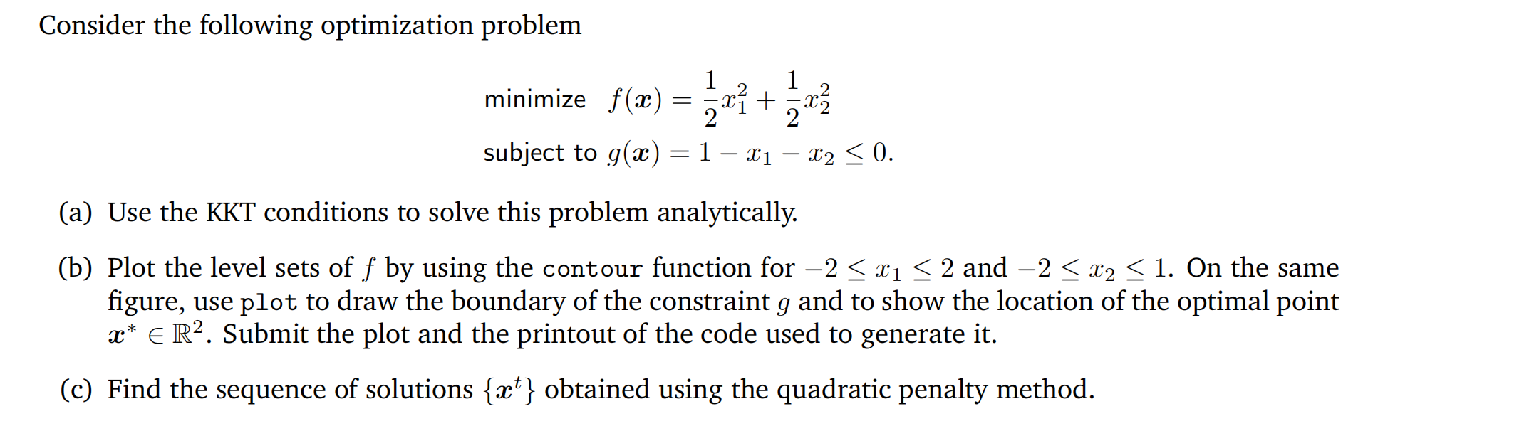 Consider the following optimization problem 1 | Chegg.com