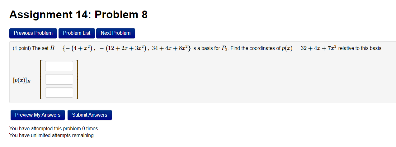 Solved Assignment 14: Problem 8 Previous Problem Problem | Chegg.com