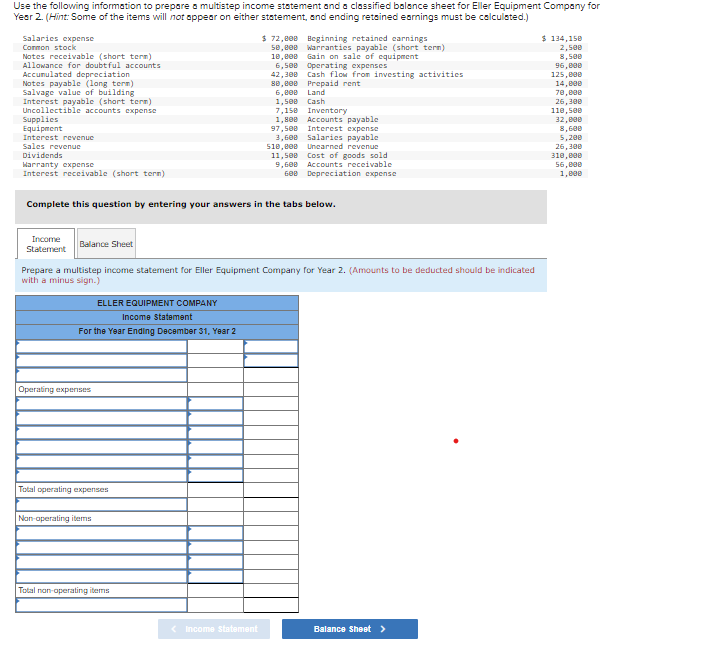 Solved Use the following information to prepare a multistep