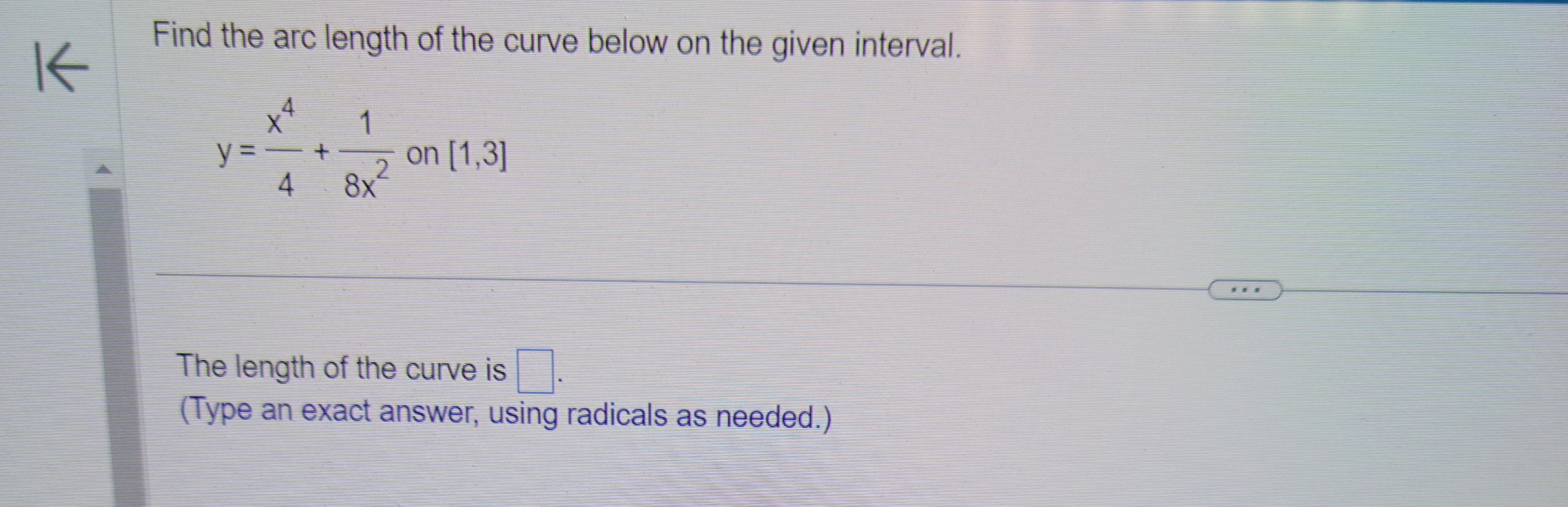 Solved Find The Arc Length Of The Curve Below On The Given | Chegg.com