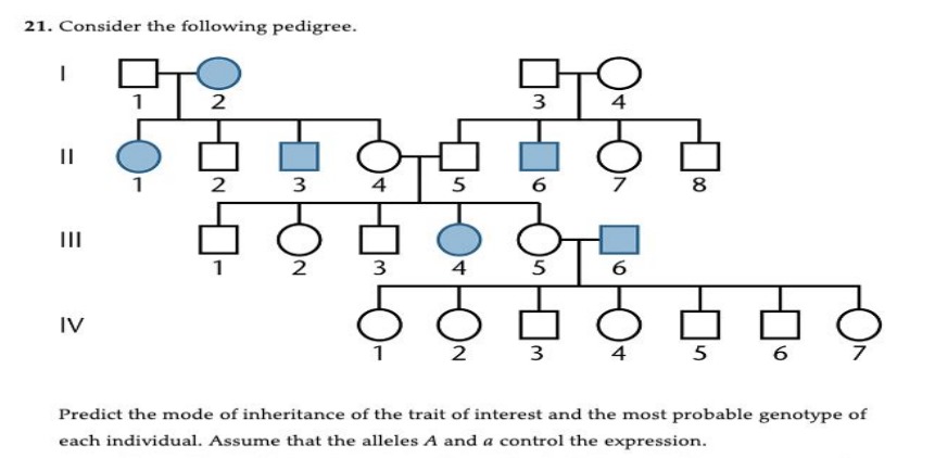 Solved 21. Consider the following pedigree. Predict the mode | Chegg.com