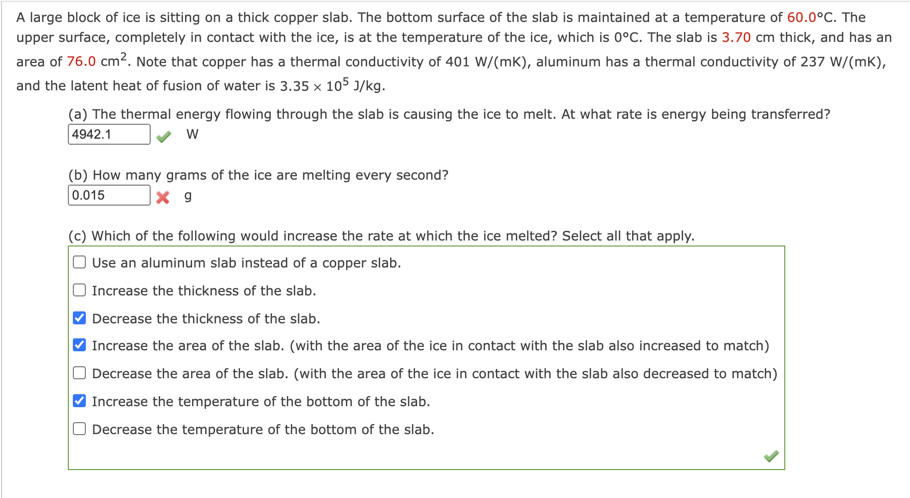 Solved A large block of ice is sitting on a thick copper | Chegg.com