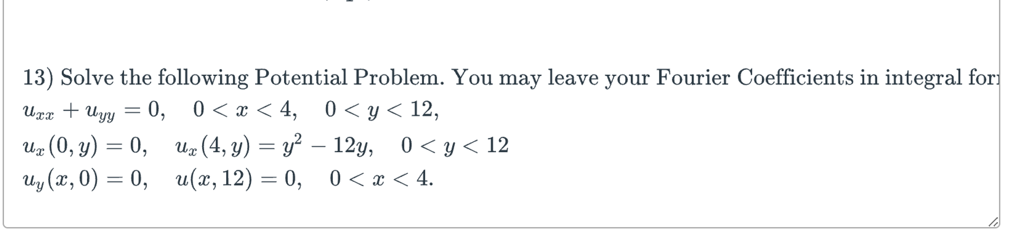 Solved Solve the following Potential Problem. You may leave | Chegg.com