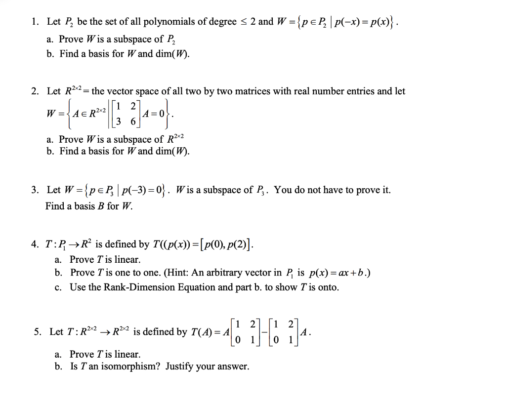 Solved 1 Let P Be The Set Of All Polynomials Of Degree S 2