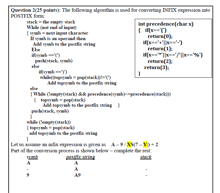 Solved Question 2(25 Points): The Following Algorithm Is | Chegg.com