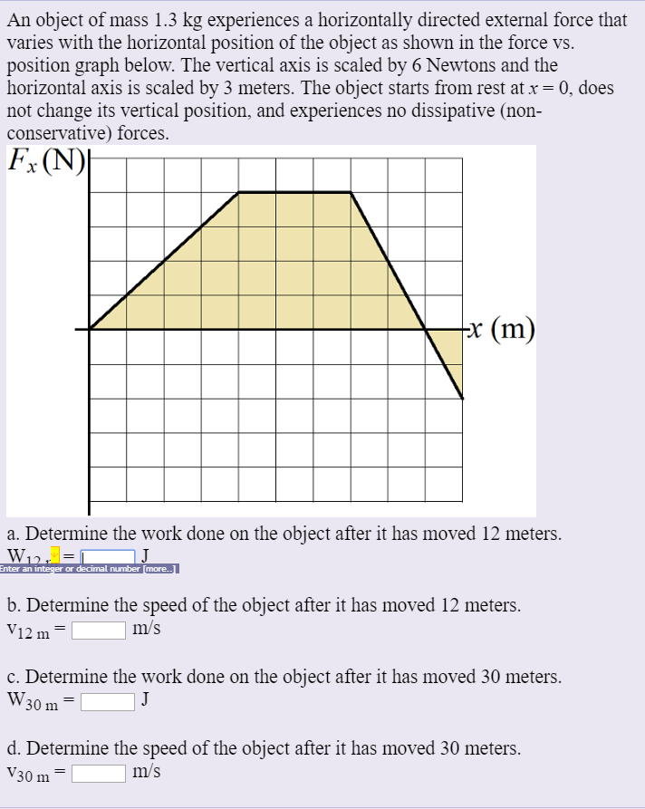 Horizontal Object Position Solved An object of mass 1.3 kg experiences a horizontally | Chegg.com