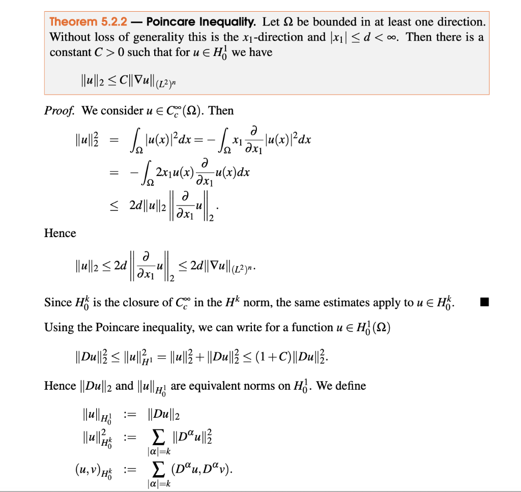 Solved using Poincare inequality to prove this problem, | Chegg.com