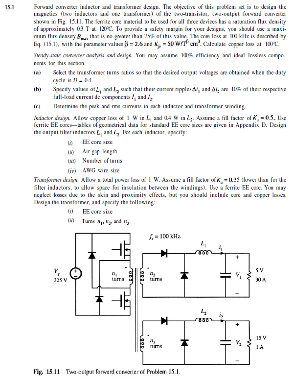 Forward converter inductor and transformer design.