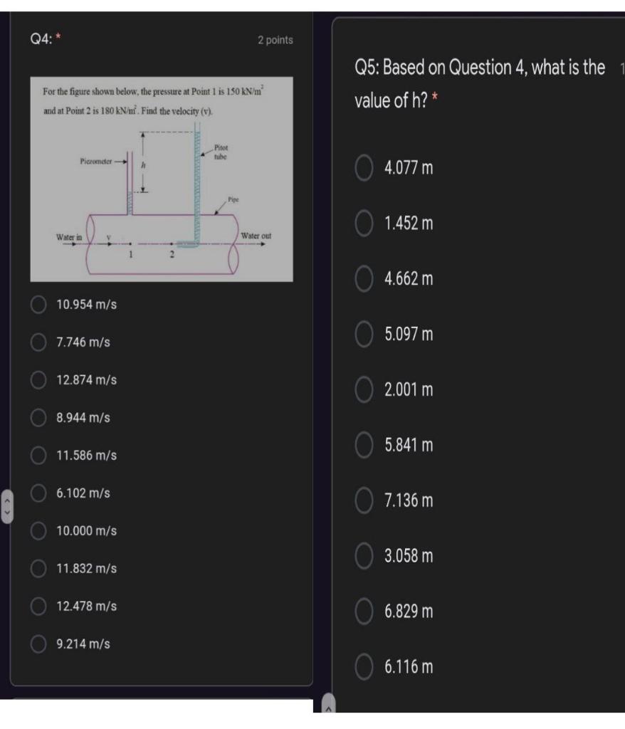 Solved Q4: 2 points For the figure shown below, the pressure | Chegg.com