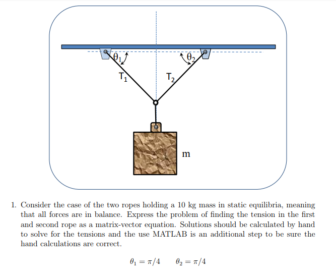 Solved T. 2 1. Consider The Case Of The Two Ropes Holding A | Chegg.com