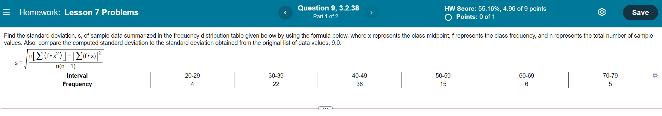 Solved = Homework: Lesson 7 Problems Question 9, 3.2.38 Part | Chegg.com
