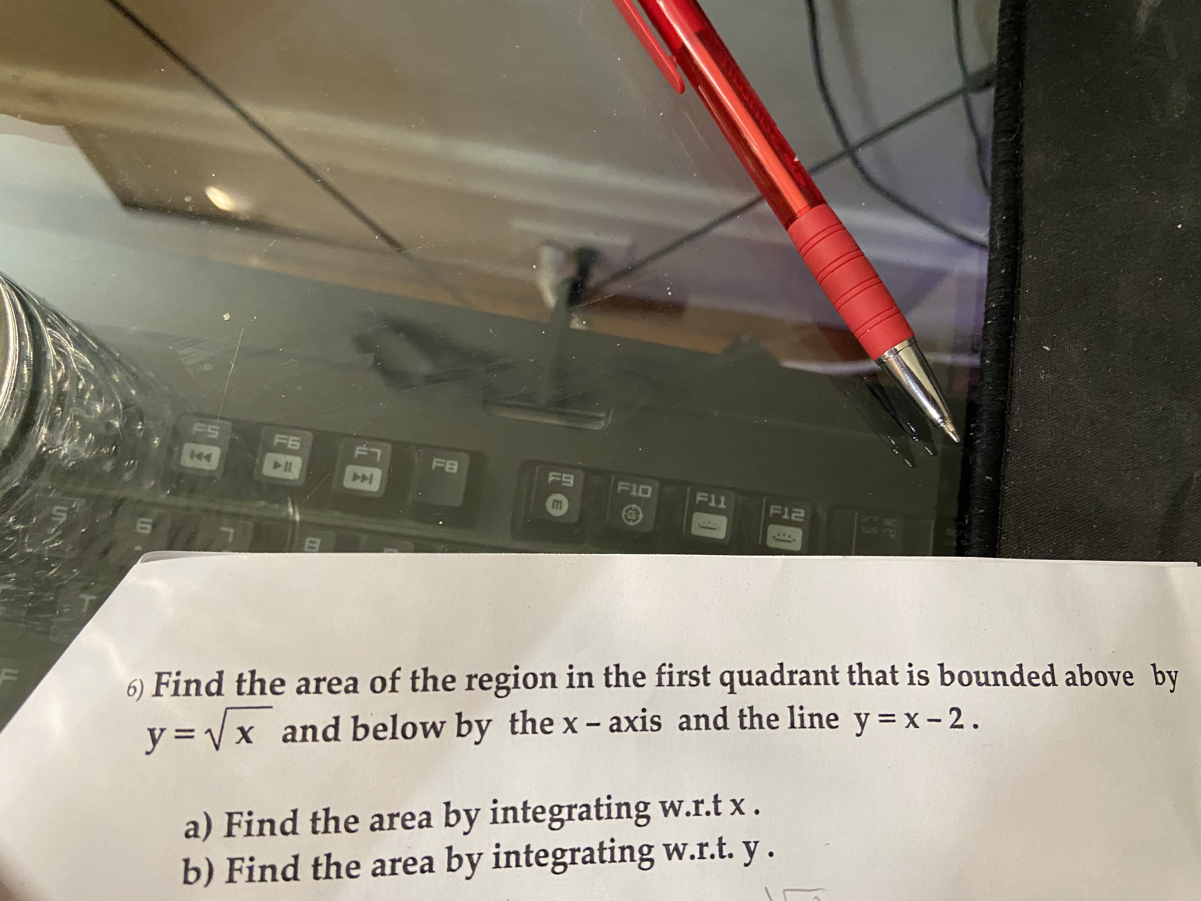 find the area of region in the first quadrant