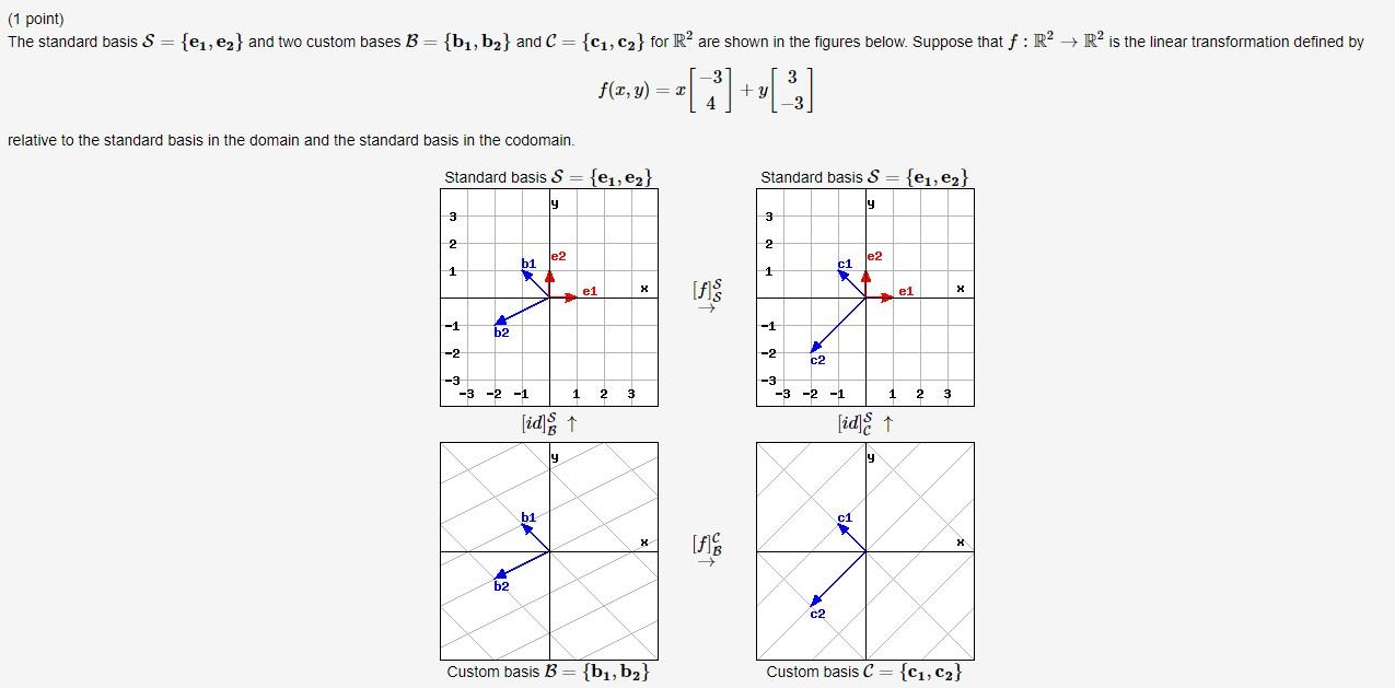 Solved (1 point) The standard basis S = {eu, ez) and two